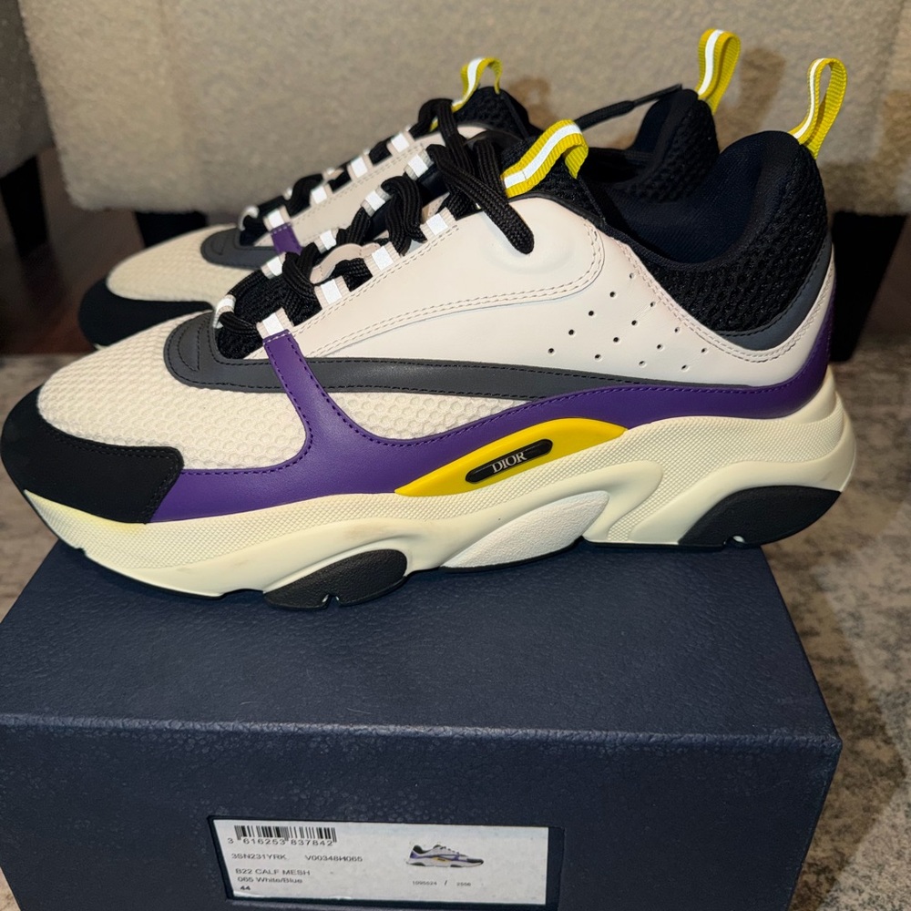 Dior Cream and Purple Sneakers with Black Accents